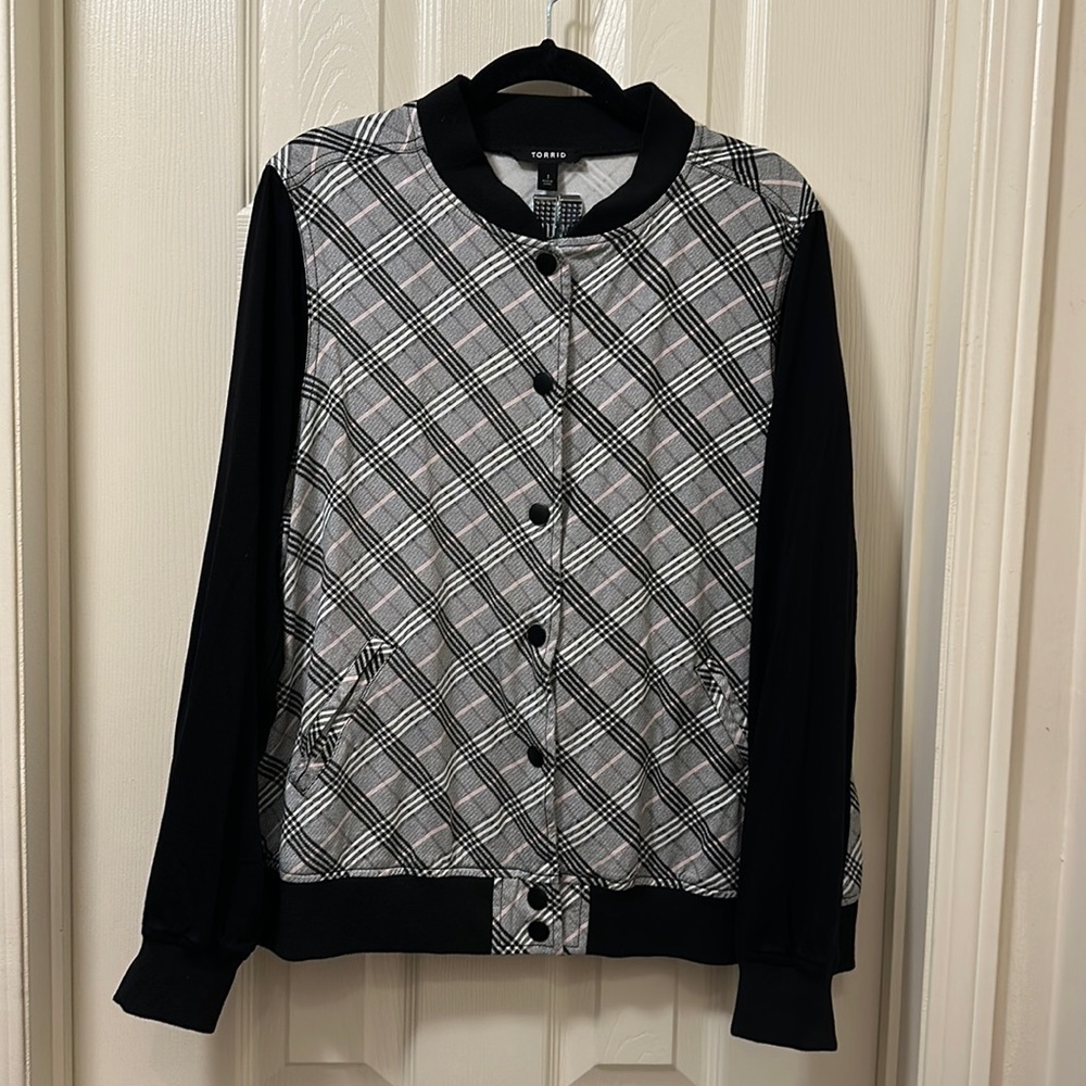 Torrid Plaid Twill Bomber Jacket